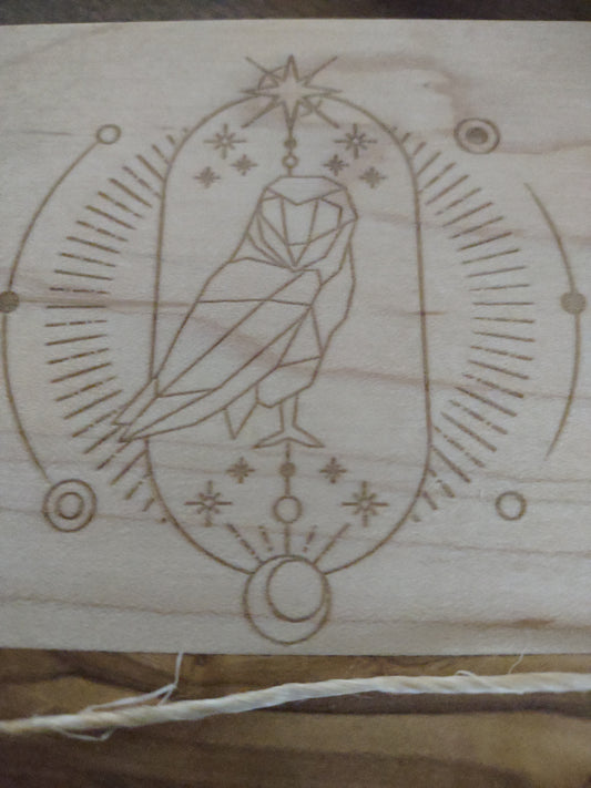 Tunisian Olive Wood and Rock Maple Owl Geometry Cutting Board #1208 - Hard Candy Woodshop