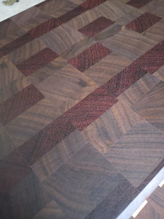 End Grain Butcher Block In Black Walnut and African Padauk. #1201 - Hard Candy Woodshop