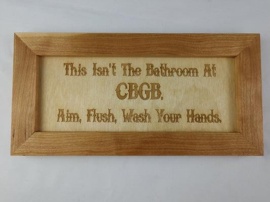 CBGB Bathroom Sign in Cherry and Baltic Birch - Hard Candy Woodshop