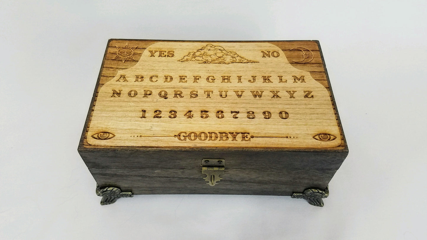 Ouija / Spirit Board Box With Planchette and Fully Lined Interior - Hard Candy Woodshop