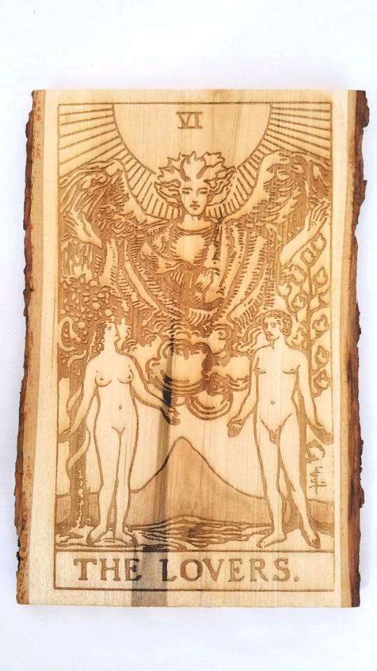 The Lovers Tarot Card / Engraved Major Arcana Plaque - Hard Candy Woodshop