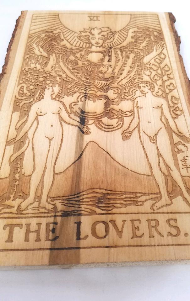 The Lovers Tarot Card / Engraved Major Arcana Plaque - Hard Candy Woodshop