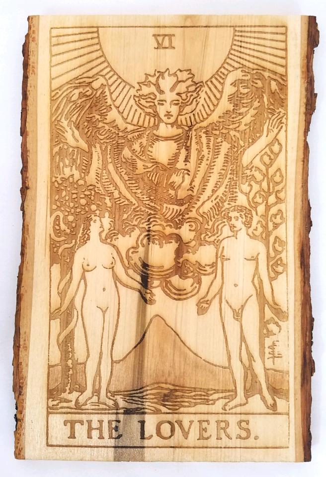 The Lovers Tarot Card / Engraved Major Arcana Plaque - Hard Candy Woodshop