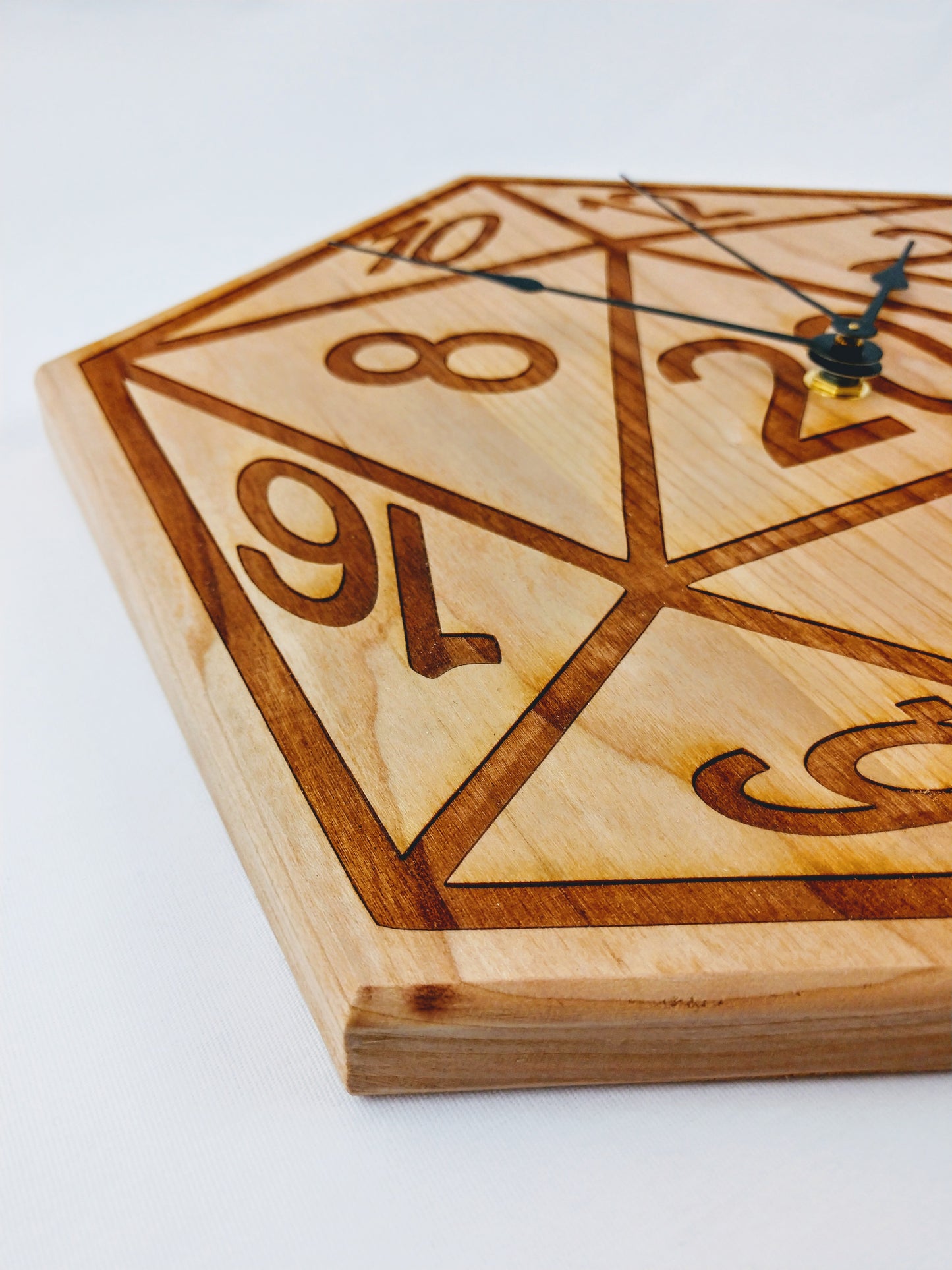 D20 Wall Clock in Solid American Cherry Wood - Hard Candy Woodshop