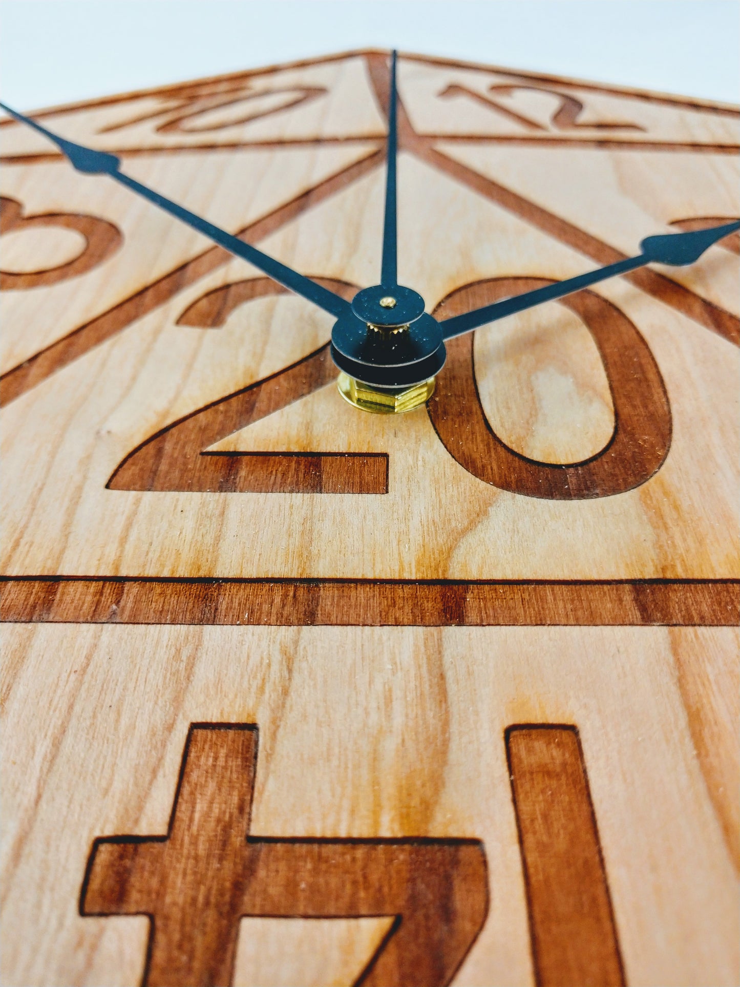 D20 Wall Clock in Solid American Cherry Wood - Hard Candy Woodshop