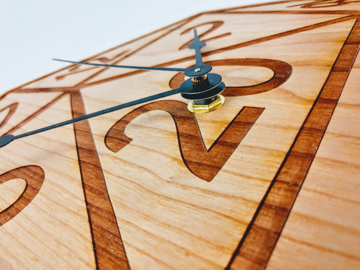 D20 Wall Clock in Solid American Cherry Wood - Hard Candy Woodshop