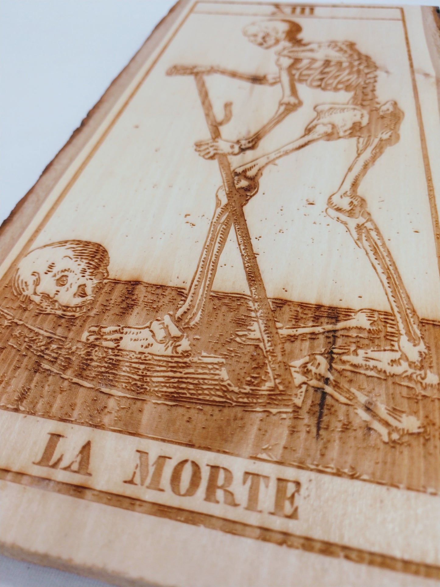 Old Italian Tarot Death Card / La Morte Plaque - Hard Candy Woodshop