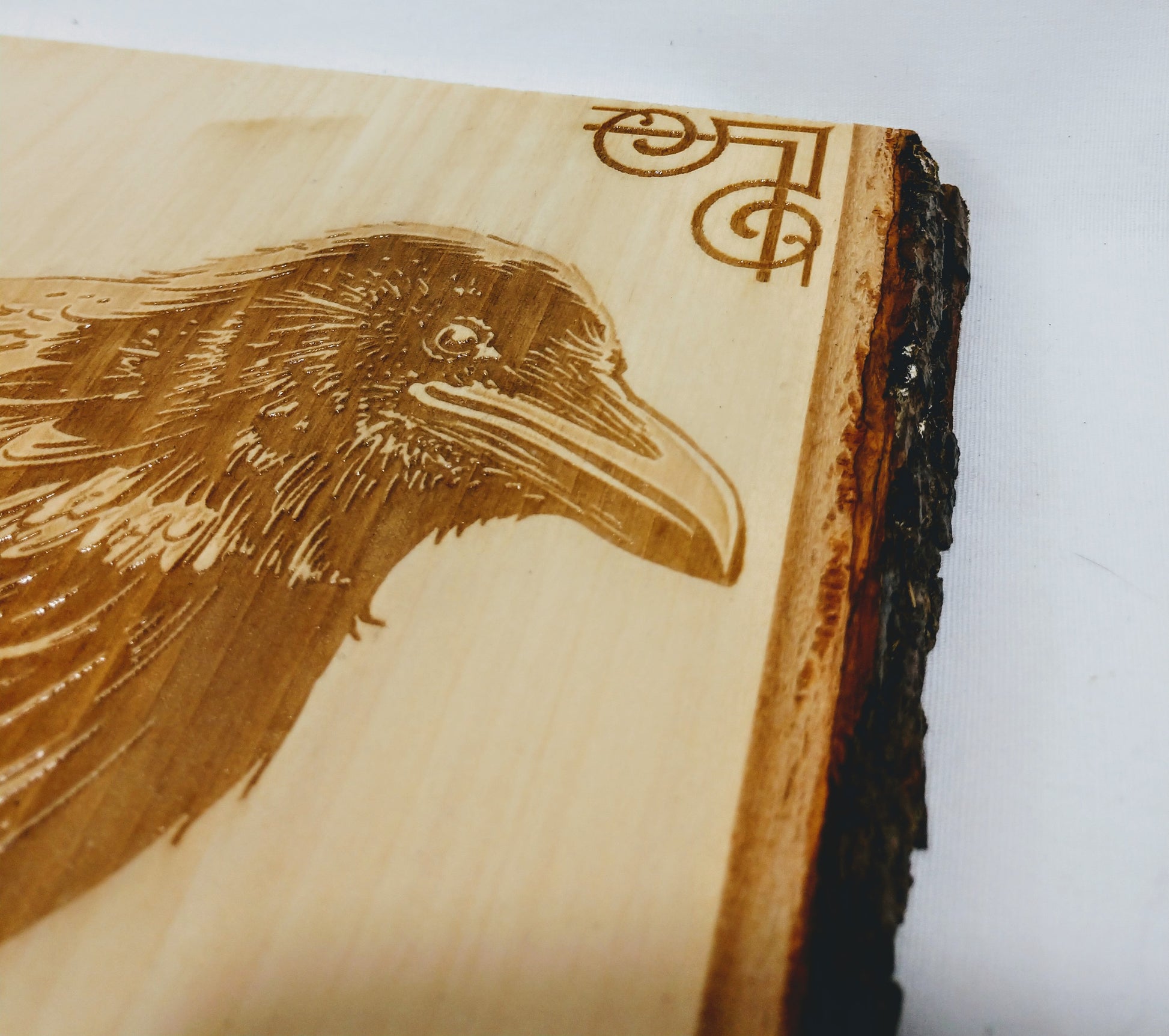 Raven and Skull Wall Plaque / Live Edge Wall Art - Hard Candy Woodshop