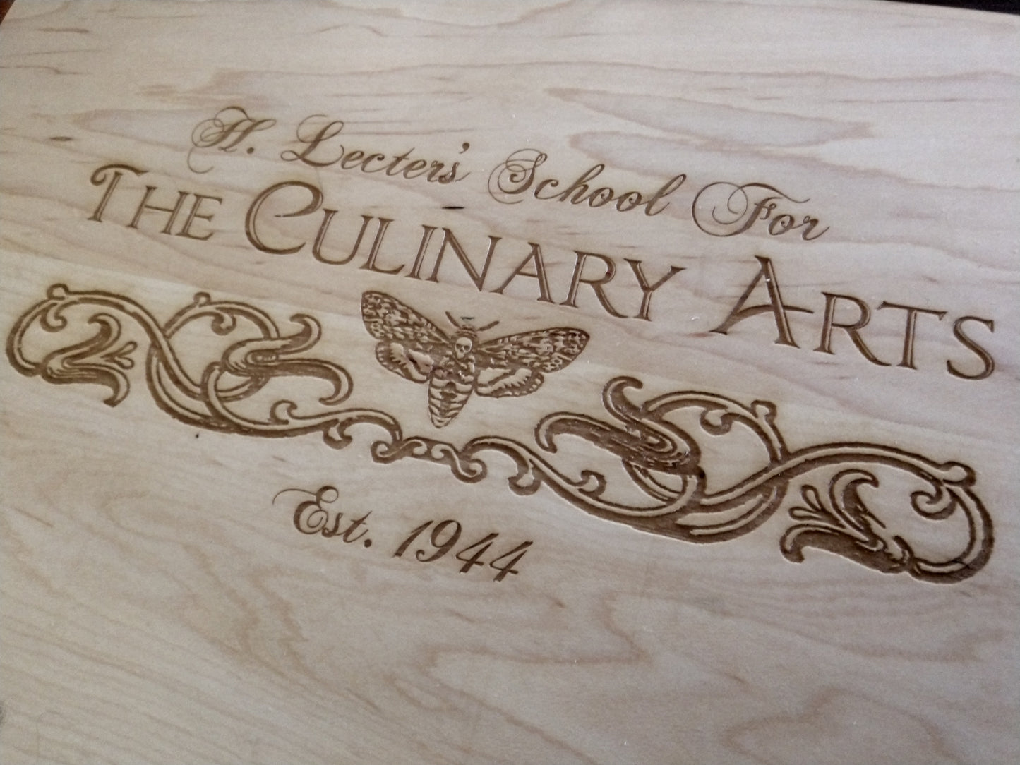 Hannibal Lecter's School of the Culinary Arts Maple and Walnut Cutting Board - Hard Candy Woodshop