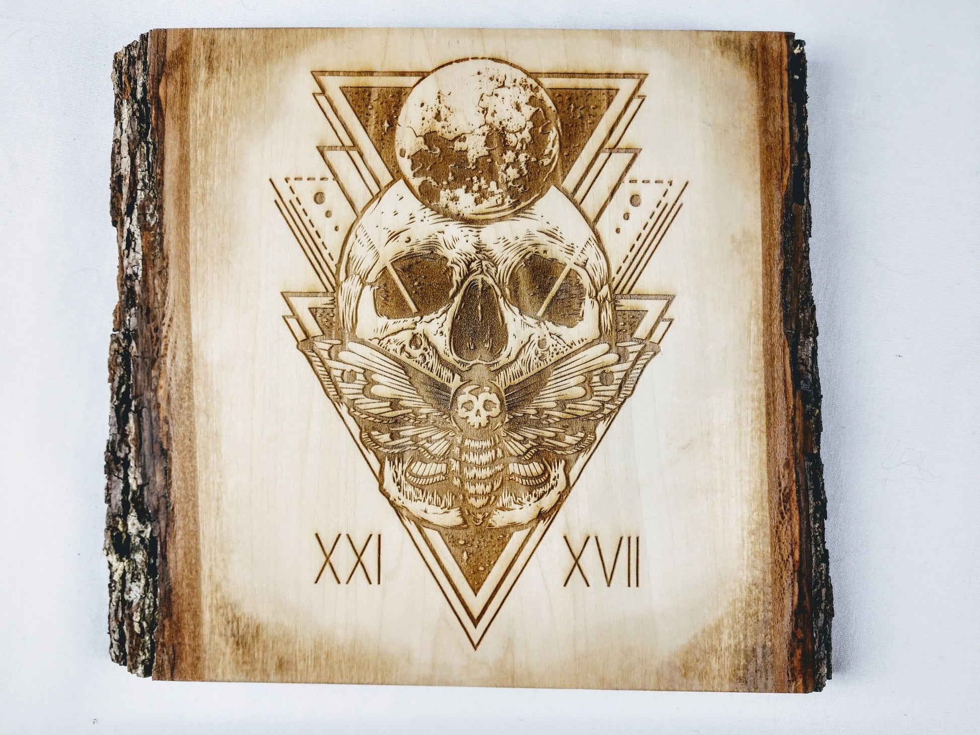 Skull, Moon, and Deathshead Moth Plaque - Hard Candy Woodshop